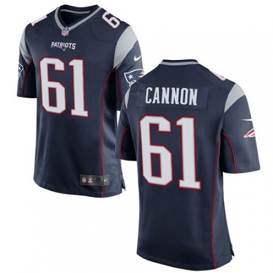 Men's Nike New England Patriots #61 Marcus Cannon Game Navy Blue Team Color NFL Jersey - Ujersey