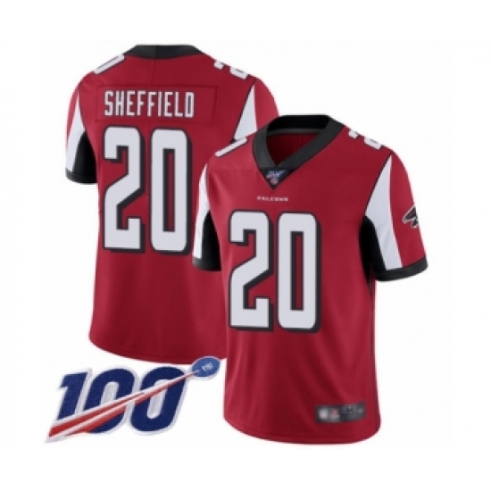 Men's Atlanta Falcons #20 Kendall Sheffield Red Team Color Vapor Untouchable Limited Player 100th Season Football Jersey - Ujersey
