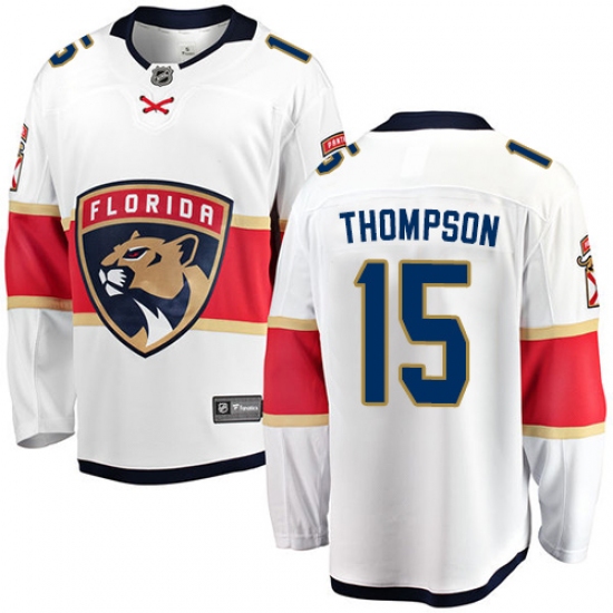 Men's Florida Panthers #15 Paul Thompson Authentic White Away Fanatics Branded Breakaway NHL Jersey - Ujersey