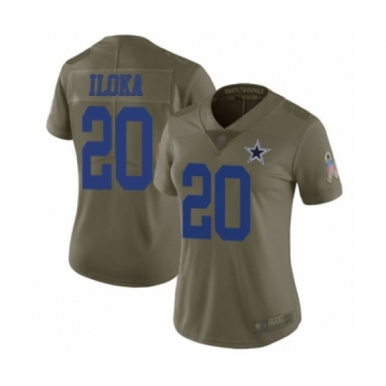 Women's Dallas Cowboys #20 George Iloka Limited Olive 2017 Salute to Service Football Jersey - Ujersey
