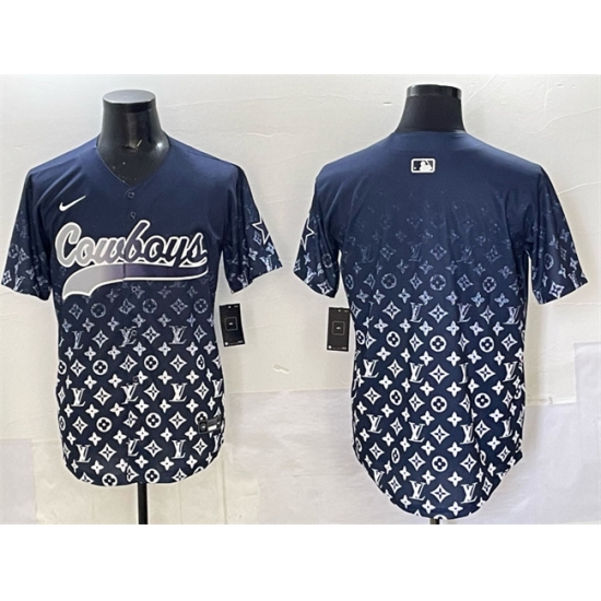 Men's Dallas Cowboys Blank Navy Limited Stitched Baseball Jersey - Ujersey