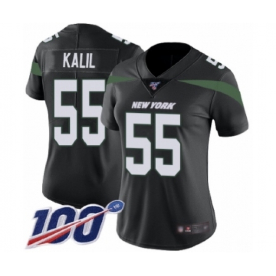 Women's New York Jets #55 Ryan Kalil Black Alternate Vapor Untouchable Limited Player 100th Season Football Jersey - Ujersey