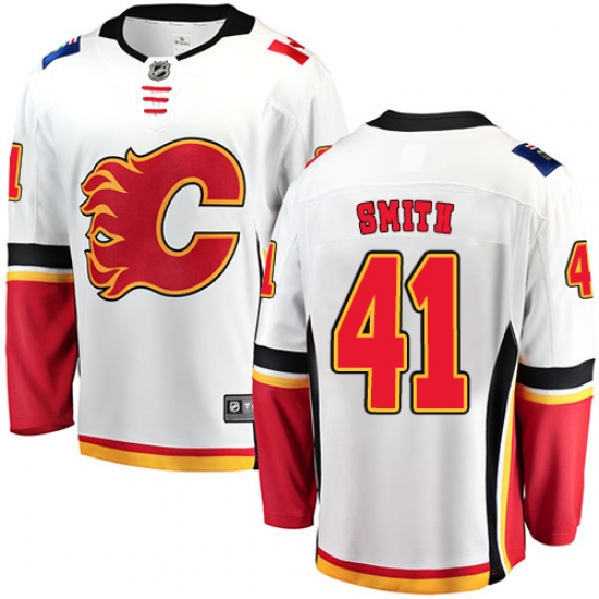 Youth Calgary Flames #41 Mike Smith Fanatics Branded White Away Breakaway NHL Jersey - Ujersey