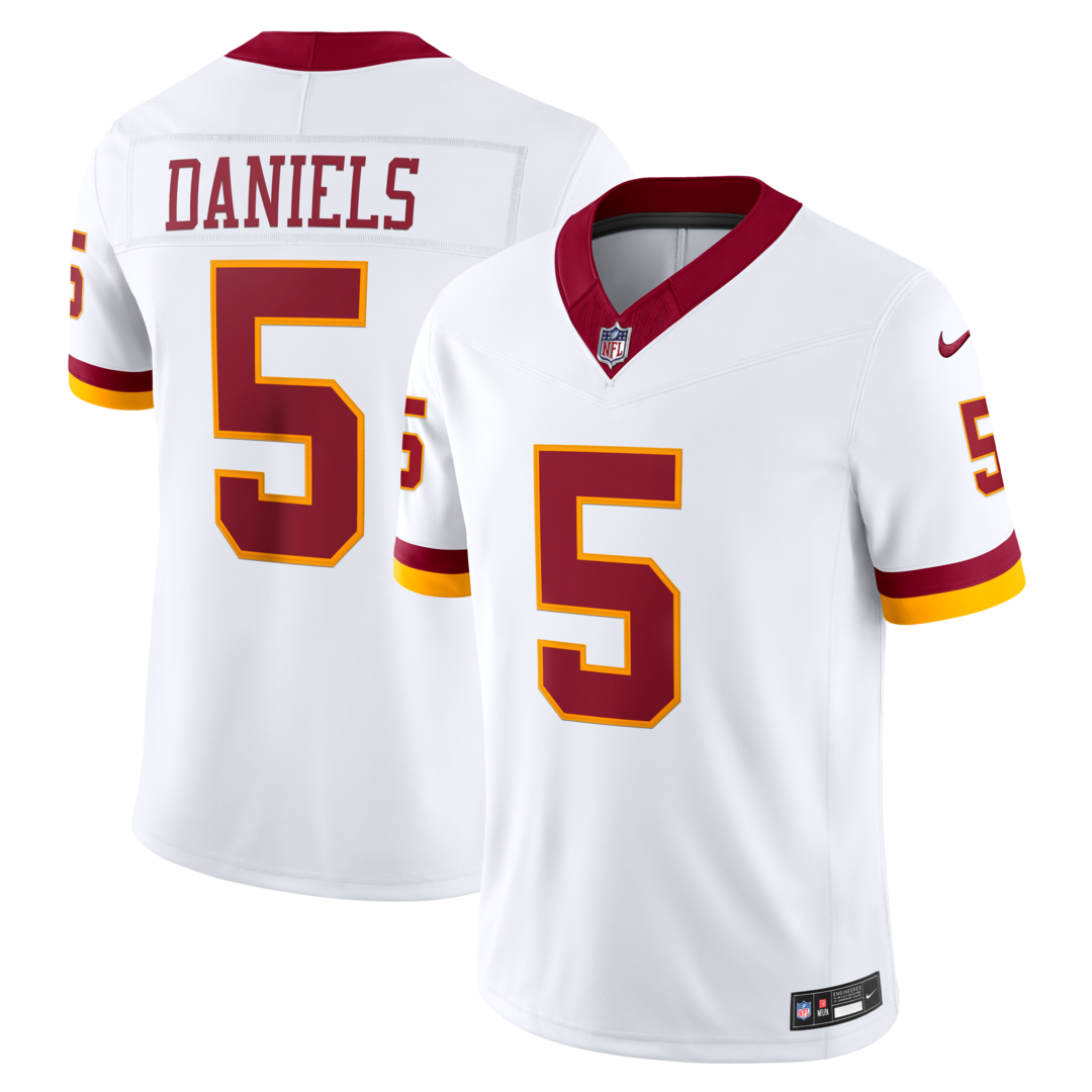 Men's Washington Commanders Jayden Daniels Nike White Vapor F.U.S.E. Stitched Limited Jersey