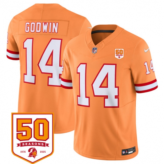 Men's Tampa Bay Buccaneers #14 Chris Godwin Orange 2025 F.U.S.E. 50th Anniversary Vapor Untouchable Limited Football Stitched Jersey - Ujersey