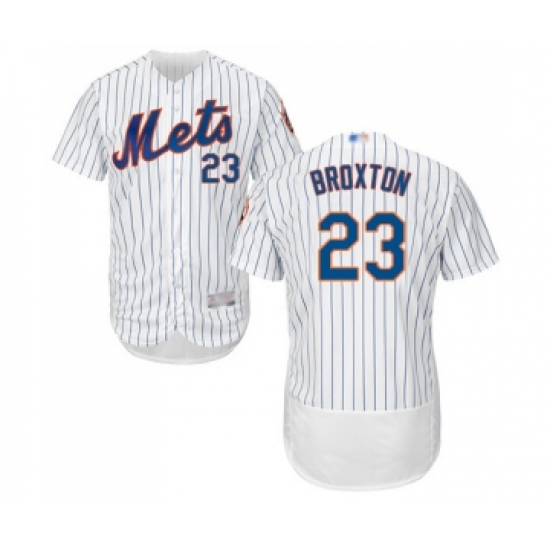 Men's New York Mets #23 Keon Broxton White Home Flex Base Authentic Collection Baseball Jersey - Ujersey