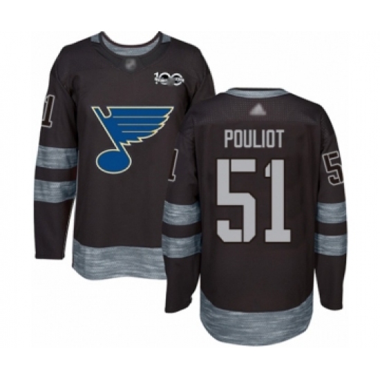 Men's St. Louis Blues #51 Derrick Pouliot Authentic Black 1917-2017 100th Anniversary Hockey Jersey