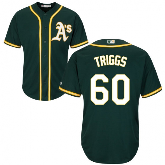 Youth Majestic Oakland Athletics #60 Andrew Triggs Replica Green Alternate 1 Cool Base MLB Jersey - Ujersey