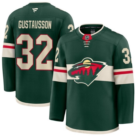 Men's Minnesota Wild #32 Filip Gustavsson Green Home Stitched Hockey Jersey - Ujersey