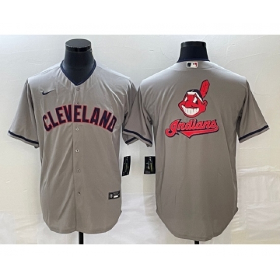 Men's Cleveland Guardians Gray Team Big Logo Cool Base Stitched Jersey - Ujersey
