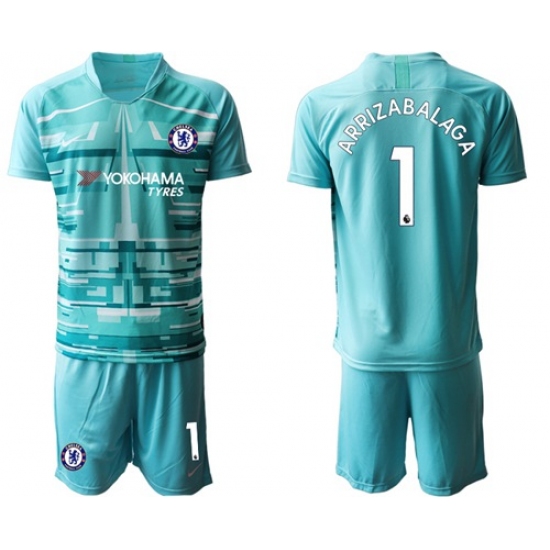 Chelsea #1 Arrizabalaga Light Blue Goalkeeper Soccer Club Jersey
