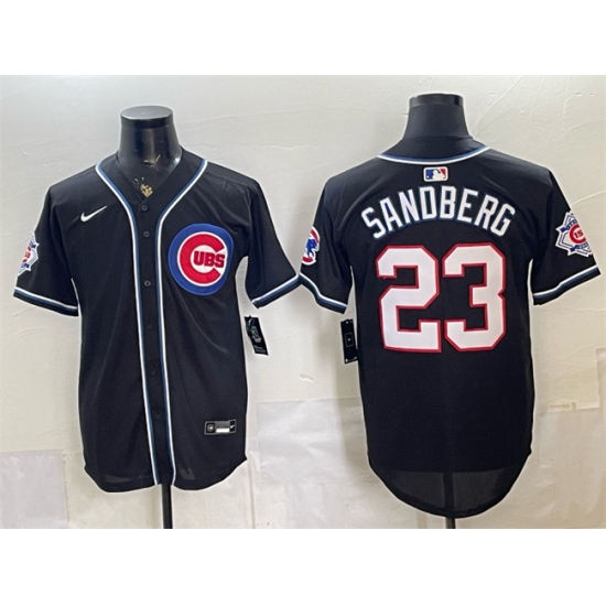 Men's Chicago Cubs #23 Ryne Sandberg 150th Anniversary Black Out Style Vapor Premier Limited Stitched Baseball Jersey - Ujersey