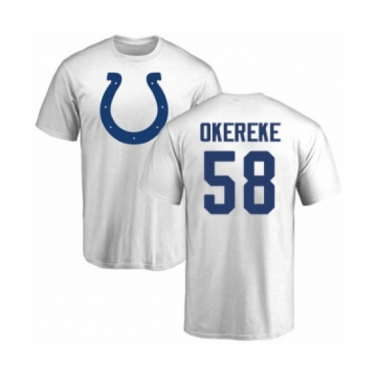Football Indianapolis Colts #58 Bobby Okereke White Name & Number Logo T-Shirt - Ujersey