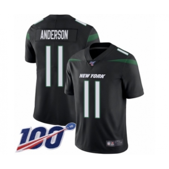 Men's New York Jets #11 Robby Anderson Black Alternate Vapor Untouchable Limited Player 100th Season Football Jersey - Ujersey
