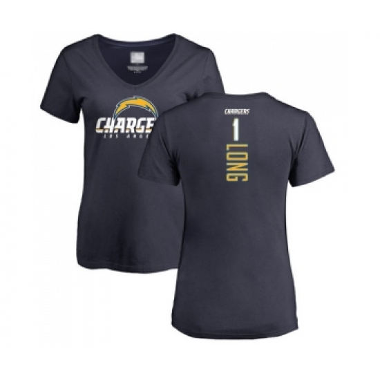 Football Women's Los Angeles Chargers #1 Ty Long Navy Blue Backer T-Shirt - Ujersey