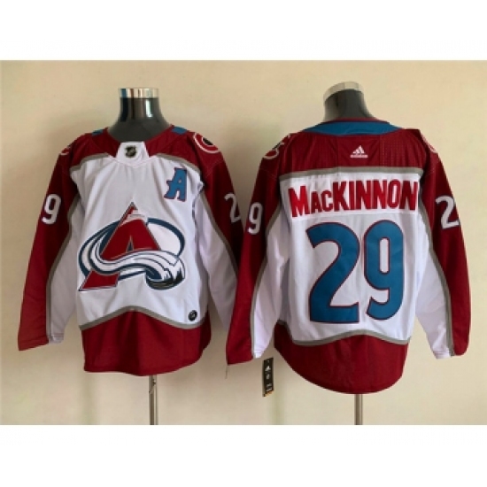 Men's Colorado Avalanche #29 Nathan MacKinnon With A Ptach White Stitched Jersey - Ujersey