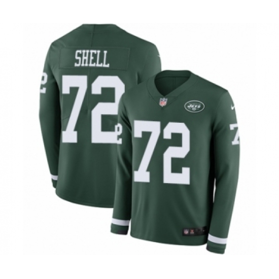 Youth Nike New York Jets #72 Brandon Shell Limited Green Therma Long Sleeve NFL Jersey - Ujersey