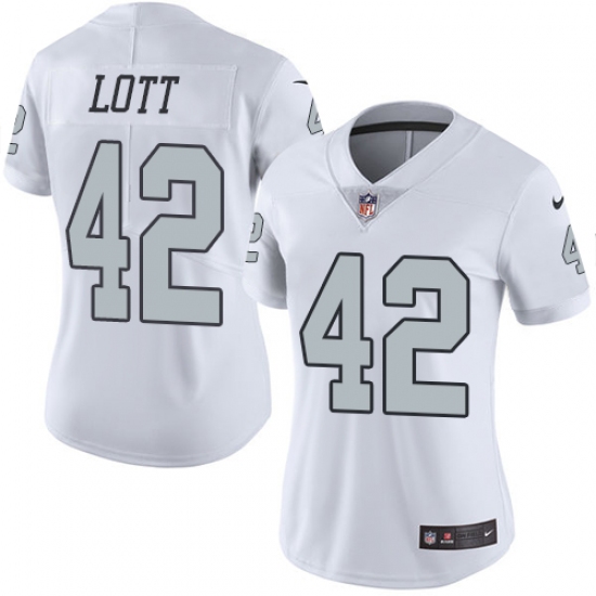 Women's Nike Oakland Raiders #42 Ronnie Lott Elite White Rush Vapor Untouchable NFL Jersey
