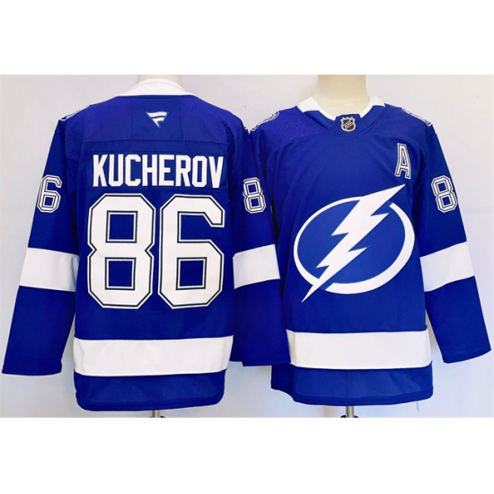 Men's Tampa Bay Lightning #86 Nikita Kucherov 2024-25 Blue Stitched Jersey - Ujersey