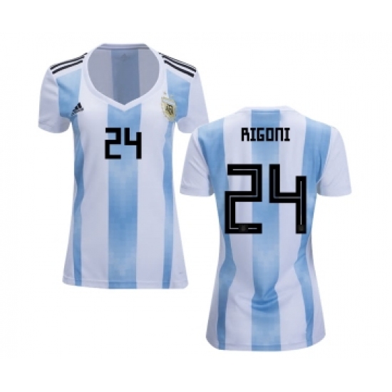 Women's Argentina #24 Rigoni Home Soccer Country Jersey
