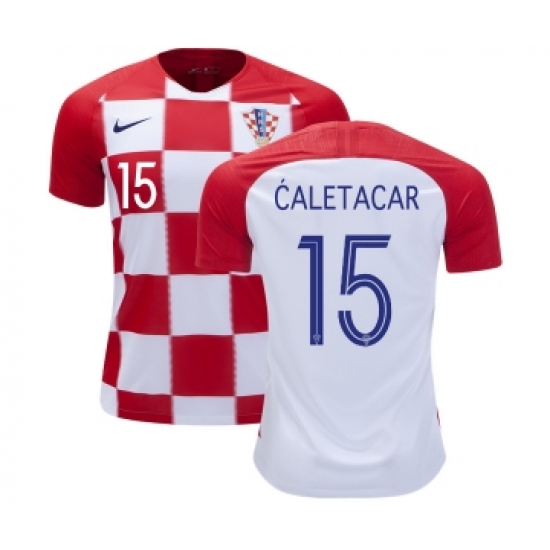 Croatia #15 Caletacar Home Kid Soccer Country Jersey