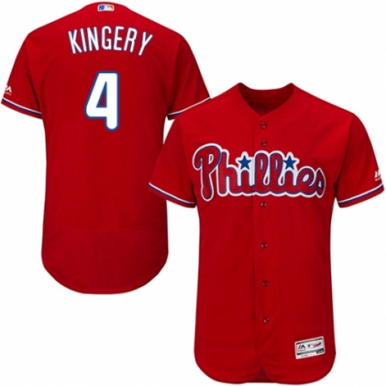 Men's Majestic Philadelphia Phillies #4 Scott Kingery Red Alternate Flex Base Authentic Collection MLB Jersey - Ujersey