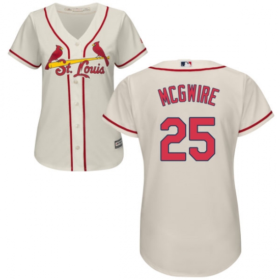 Women's Majestic St. Louis Cardinals #25 Mark McGwire Replica Cream Alternate Cool Base MLB Jersey - Ujersey