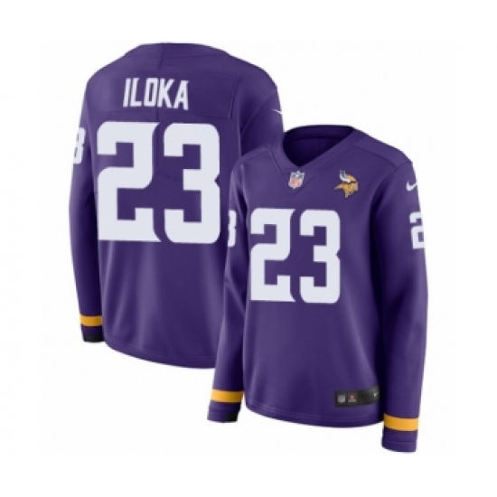 Women's Nike Minnesota Vikings #23 George Iloka Limited Purple Therma Long Sleeve NFL Jersey - Ujersey