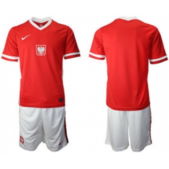 Men's Poland Custom Euro 2021 Red Soccer Jersey and Shorts - Ujersey