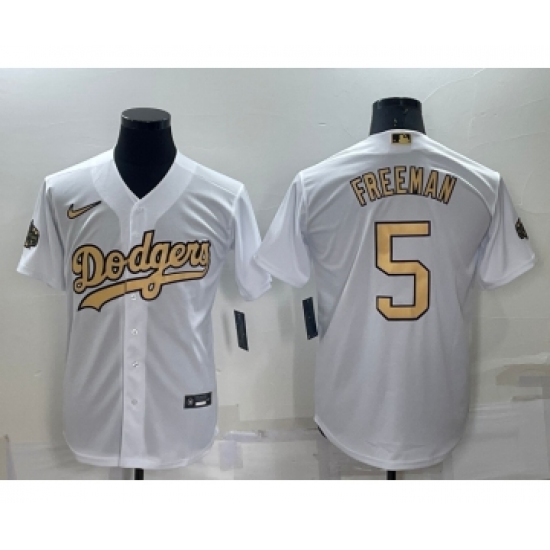 Men's Los Angeles Dodgers #5 Freddie Freeman White 2022 All Star Stitched Cool Base Nike Jersey - Ujersey