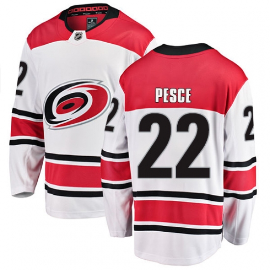 Youth Carolina Hurricanes #22 Brett Pesce Fanatics Branded White Away Breakaway NHL Jersey - Ujersey