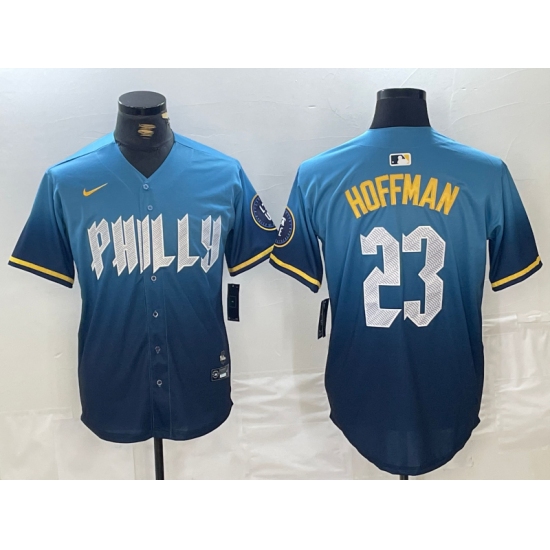 Men's Philadelphia Phillies #23 Jeff Hoffman Blue 2024 City Connect Limited Stitched Jersey - Ujersey