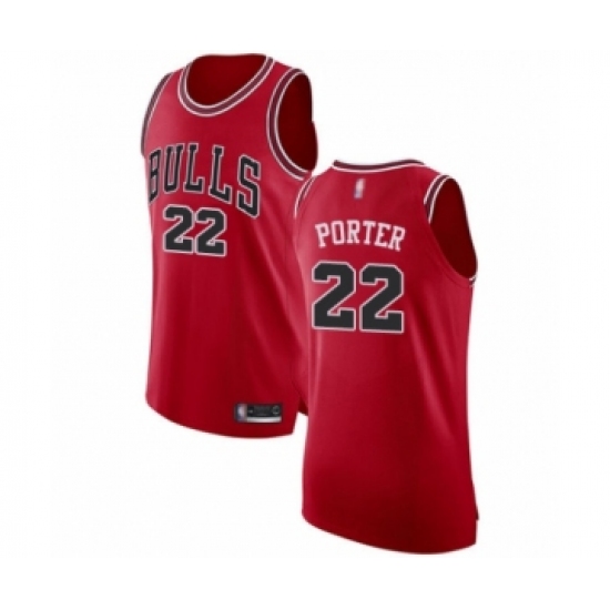Men's Chicago Bulls #22 Otto Porter Authentic Red Basketball Jersey - Icon Edition - Ujersey