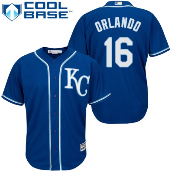 Youth Majestic Kansas City Royals #16 Paulo Orlando Replica Blue Alternate 2 Cool Base MLB Jersey - Ujersey