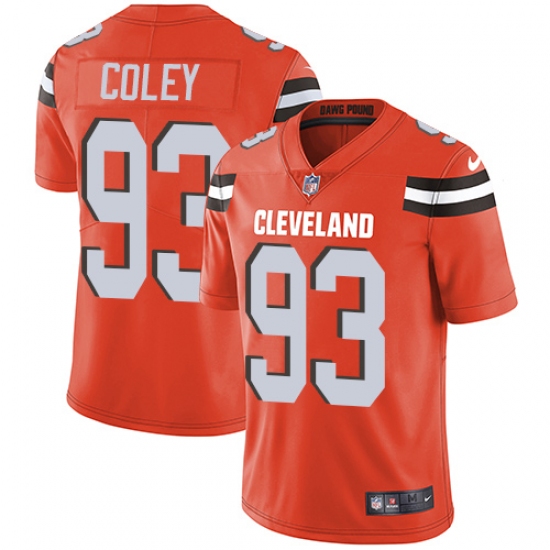 Men's Nike Cleveland Browns #93 Trevon Coley Orange Alternate Vapor Untouchable Limited Player NFL Jersey - Ujersey
