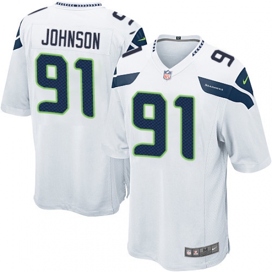 Men's Nike Seattle Seahawks #91 Tom Johnson Game White NFL Jersey - Ujersey