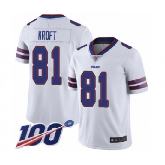 Men's Buffalo Bills #81 Tyler Kroft White Vapor Untouchable Limited Player 100th Season Football Jersey - Ujersey