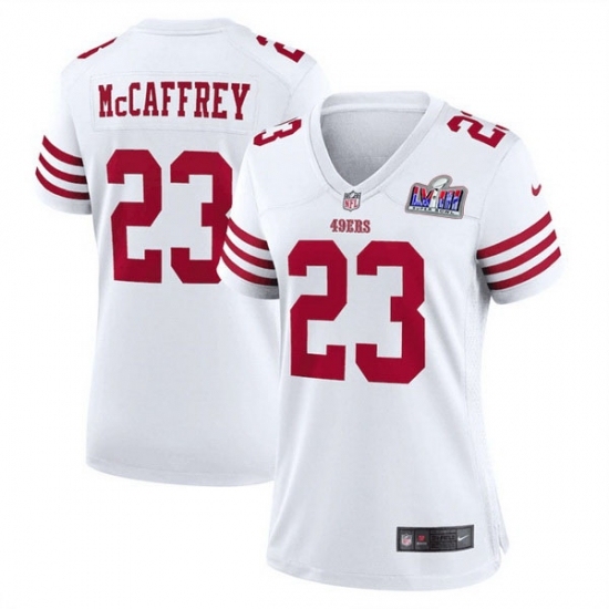 Women's San Francisco 49ers #23 Christian McCaffrey White 2023 F U S E Vapor Untouchable Limited Stitched Football 2024 Super Bowl LVIII Jersey - Ujersey