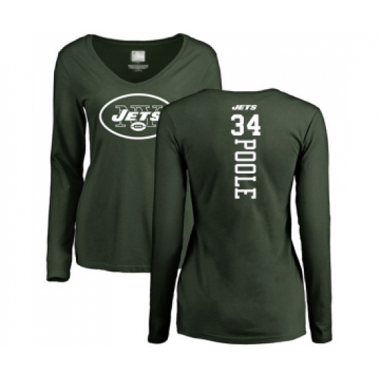 Football Women's New York Jets #34 Brian Poole Green Backer Long Sleeve T-Shirt - Ujersey