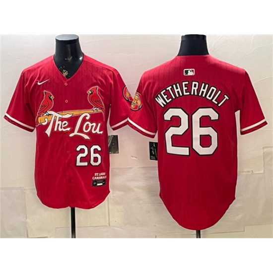 Men's St. Louis Cardinals #26 JJ Wetherholt Red 2024 City Connect Stitched Baseball Jersey - Ujersey