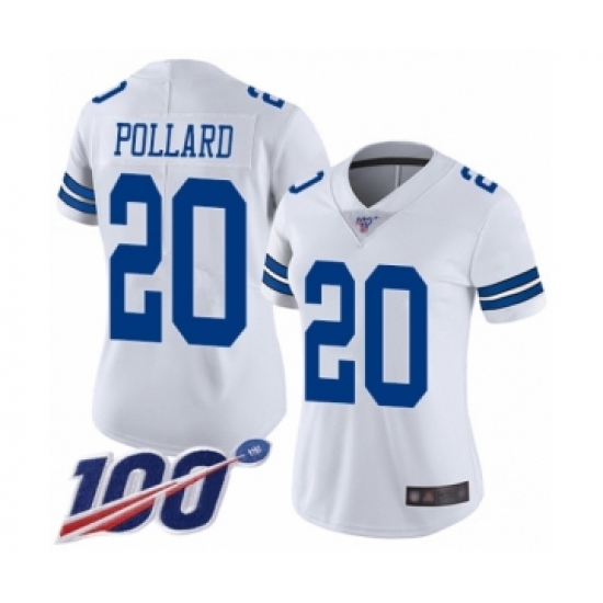 Women's Dallas Cowboys #20 Tony Pollard White Vapor Untouchable Limited Player 100th Season Football Jersey - Ujersey
