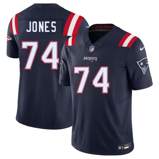 Men's New England Patriots #74 Caleb Jones Navy 2025 F.U.S.E. Vapor Limited Football Stitched Jersey - Ujersey