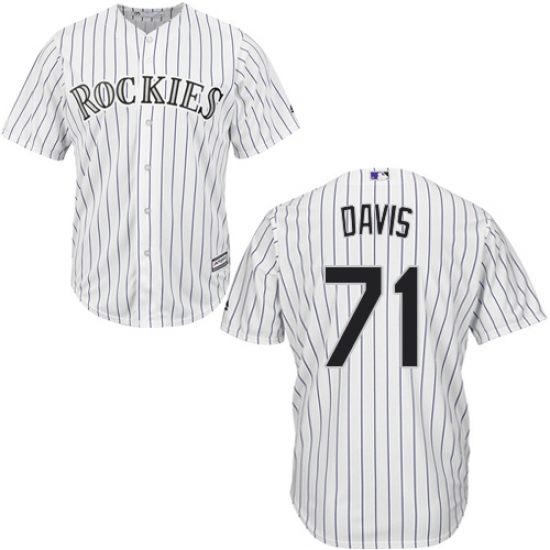 Youth Majestic Colorado Rockies #71 Wade Davis Authentic White Home Cool Base MLB Jersey - Ujersey