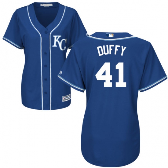 Women's Majestic Kansas City Royals #41 Danny Duffy Authentic Blue Alternate 2 Cool Base MLB Jersey - Ujersey