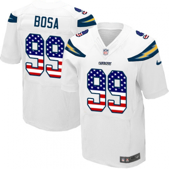 Men's Nike Los Angeles Chargers #99 Joey Bosa Elite White Road USA Flag Fashion NFL Jersey - ujerseystore