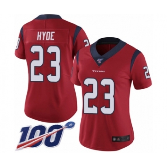 Women's Houston Texans #23 Carlos Hyde Red Alternate Vapor Untouchable Limited Player 100th Season Football Jersey - Ujersey