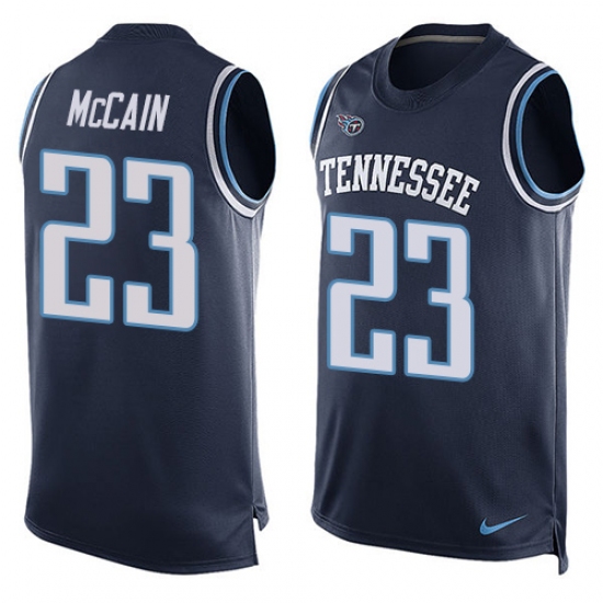 Men's Nike Tennessee Titans #23 Brice McCain Limited Navy Blue Player Name & Number Tank Top NFL Jersey - Ujersey