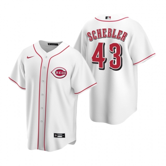 Men's Nike Cincinnati Reds #43 Scott Schebler White Home Stitched Baseball Jersey - Ujersey