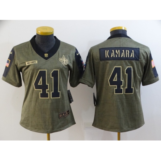 Women's New Orleans Saints #41 Alvin Kamara Nike Olive 2021 Salute To Service Limited Player Jersey - Ujersey