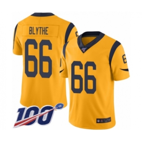 Men's Los Angeles Rams #66 Austin Blythe Limited Gold Rush Vapor Untouchable 100th Season Football Jersey - Ujersey